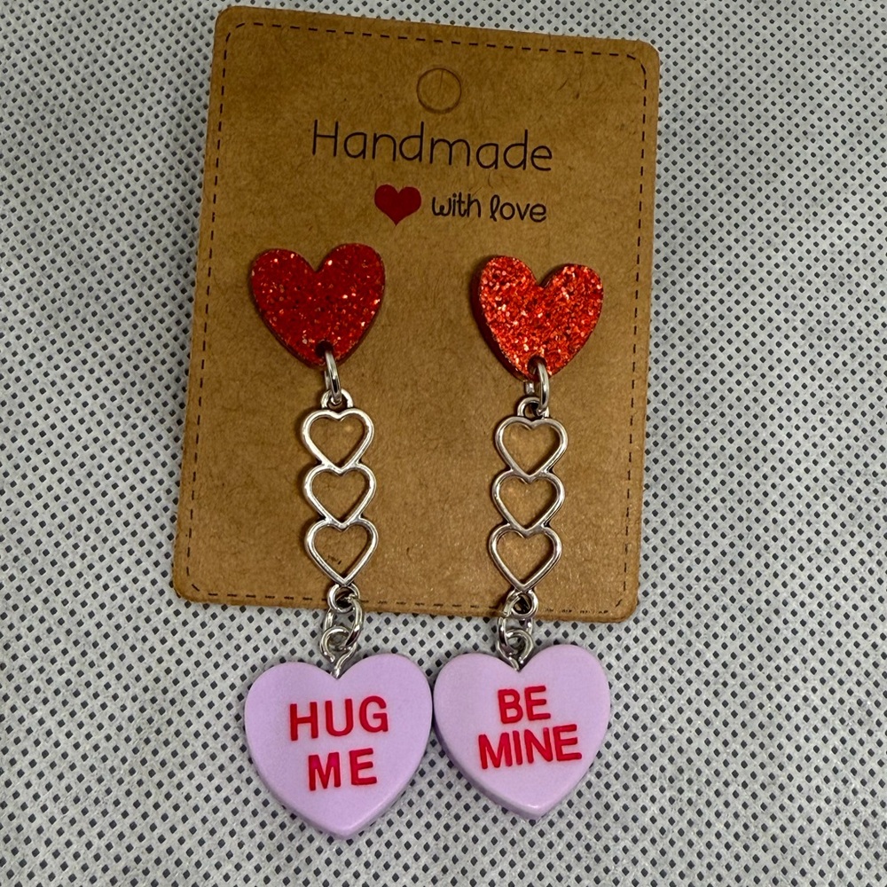 Handmade Valentine’s Day Candy Heart Earrings